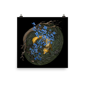 Swirl Fox & Mouse Poster