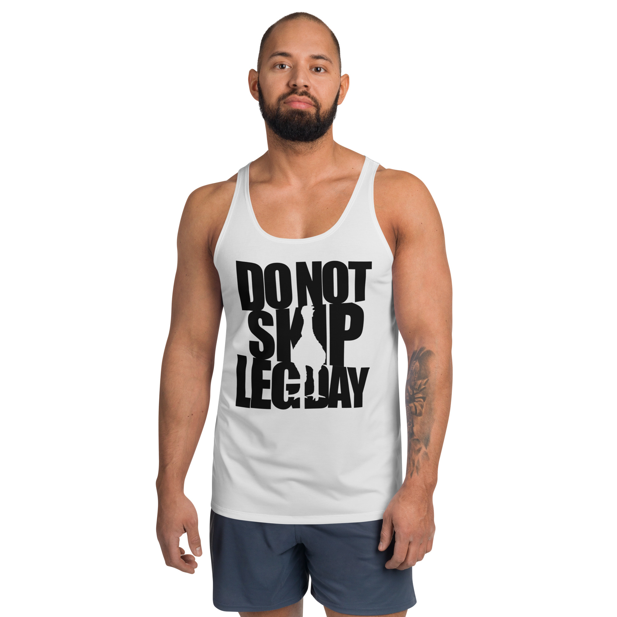 Do Not Skip Leg Day, Black on White - Unisex Tank Top - Image 3