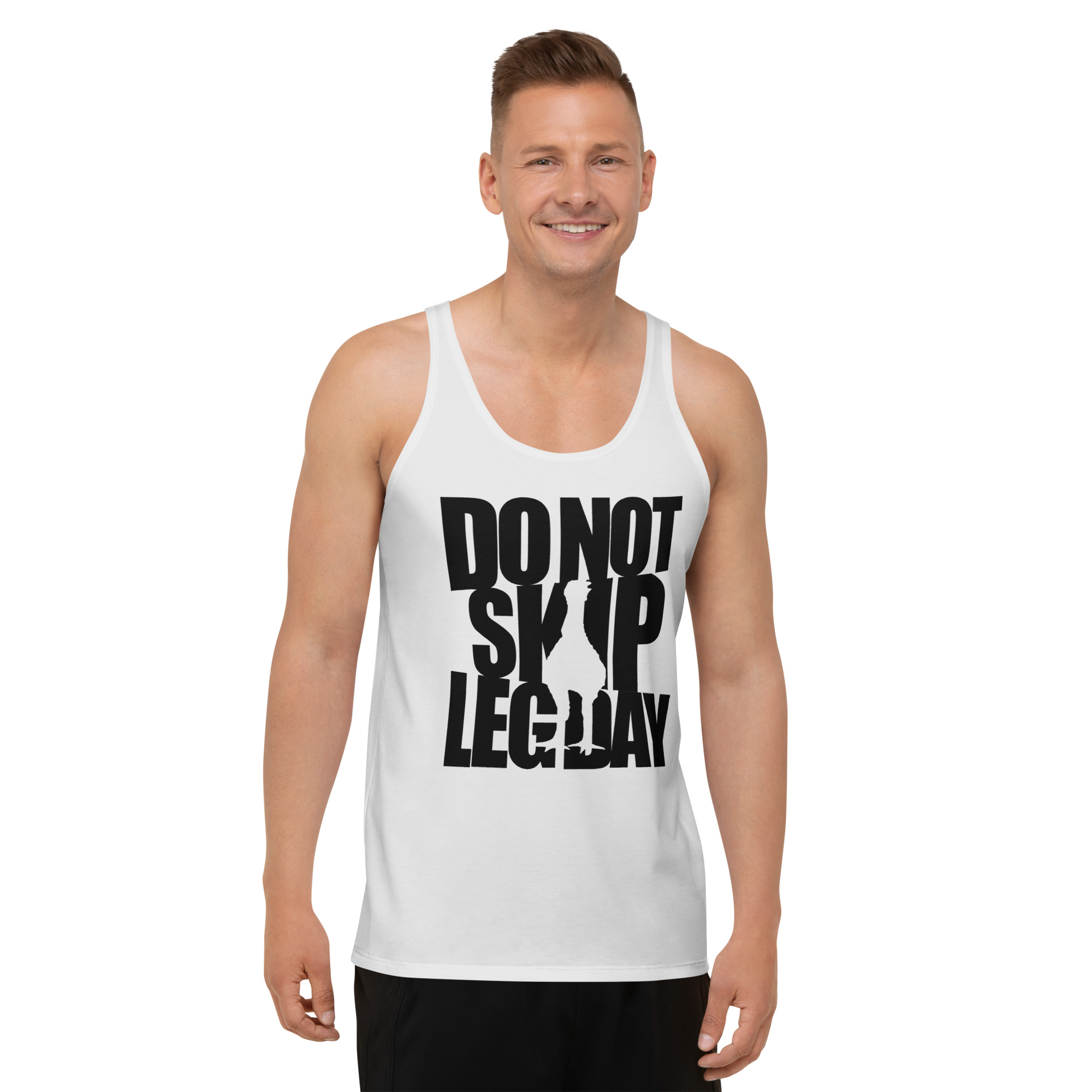 Do Not Skip Leg Day, Black on White - Unisex Tank Top - Image 5