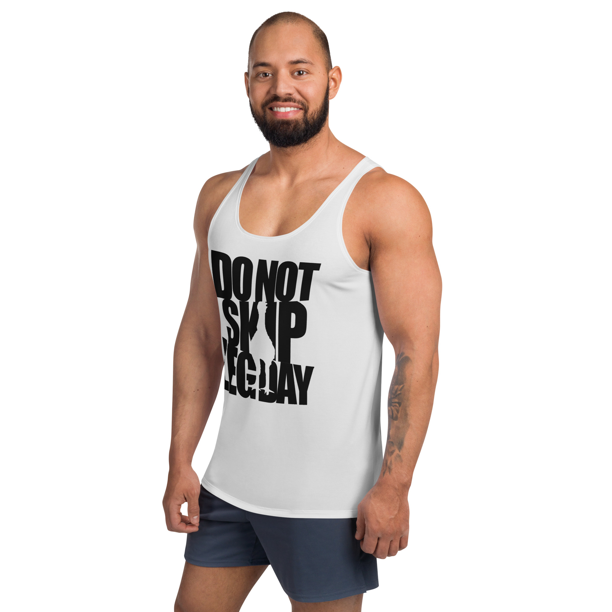 Do Not Skip Leg Day, Black on White - Unisex Tank Top - Image 4