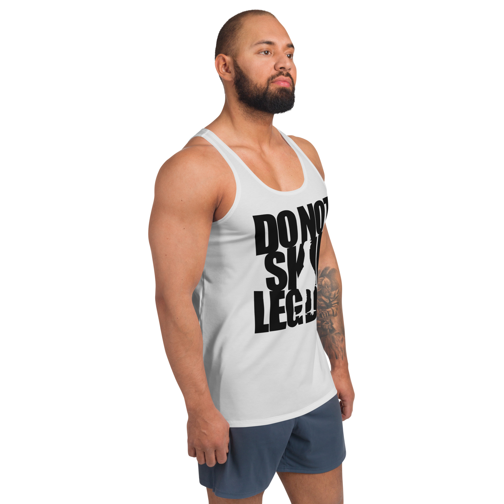 Do Not Skip Leg Day, Black on White - Unisex Tank Top - Image 2