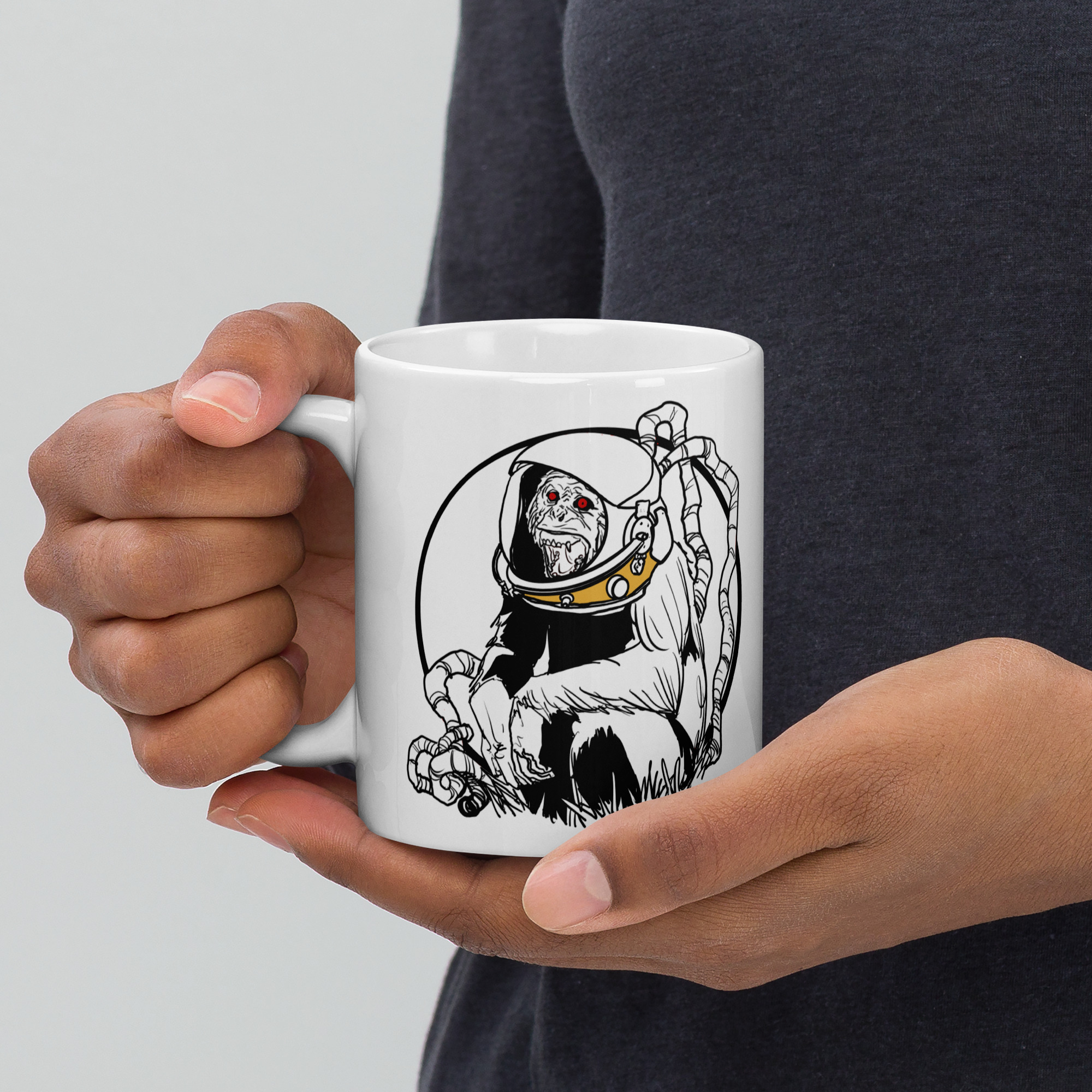 Space Monkey White glossy mug - Image 3