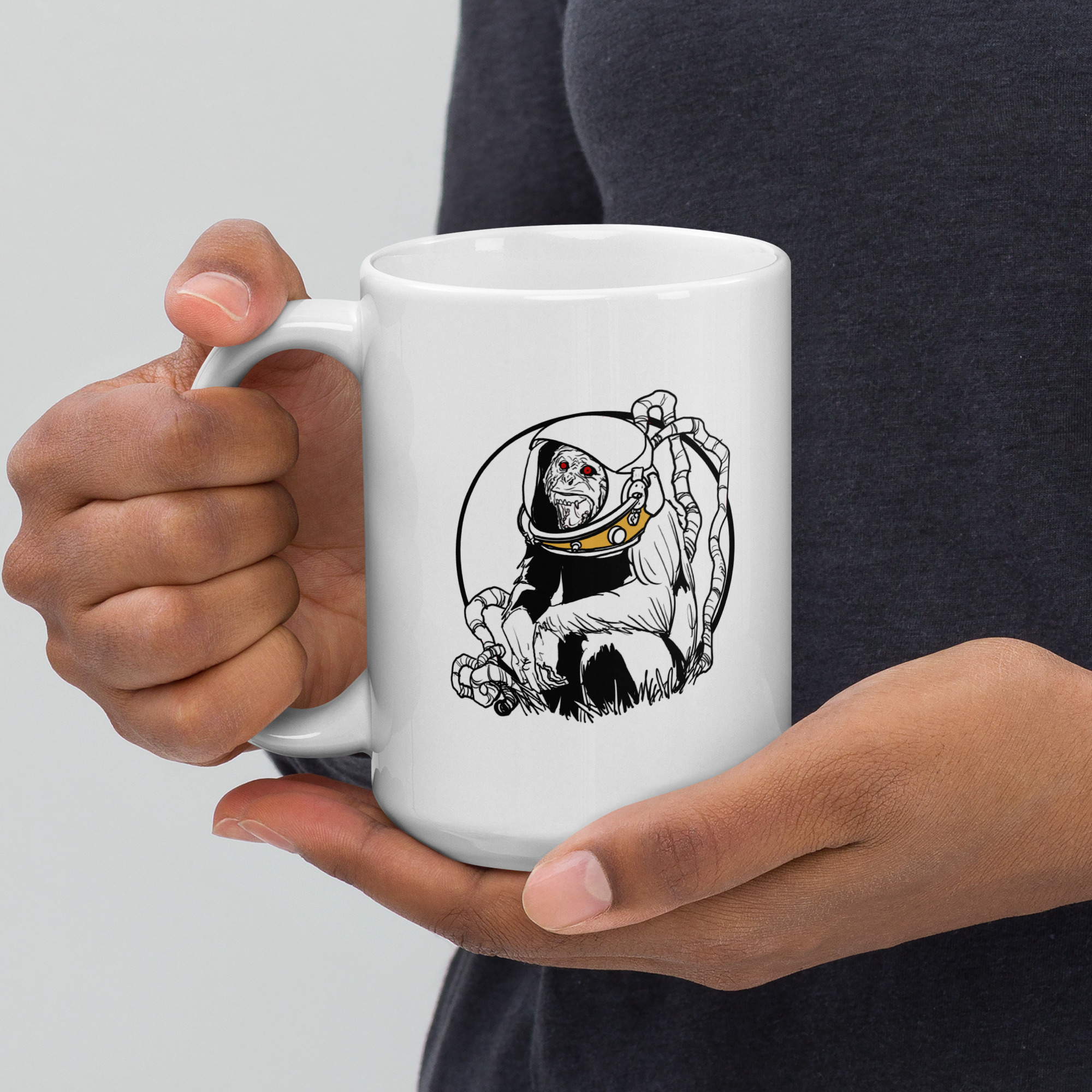 Space Monkey White glossy mug - Image 5