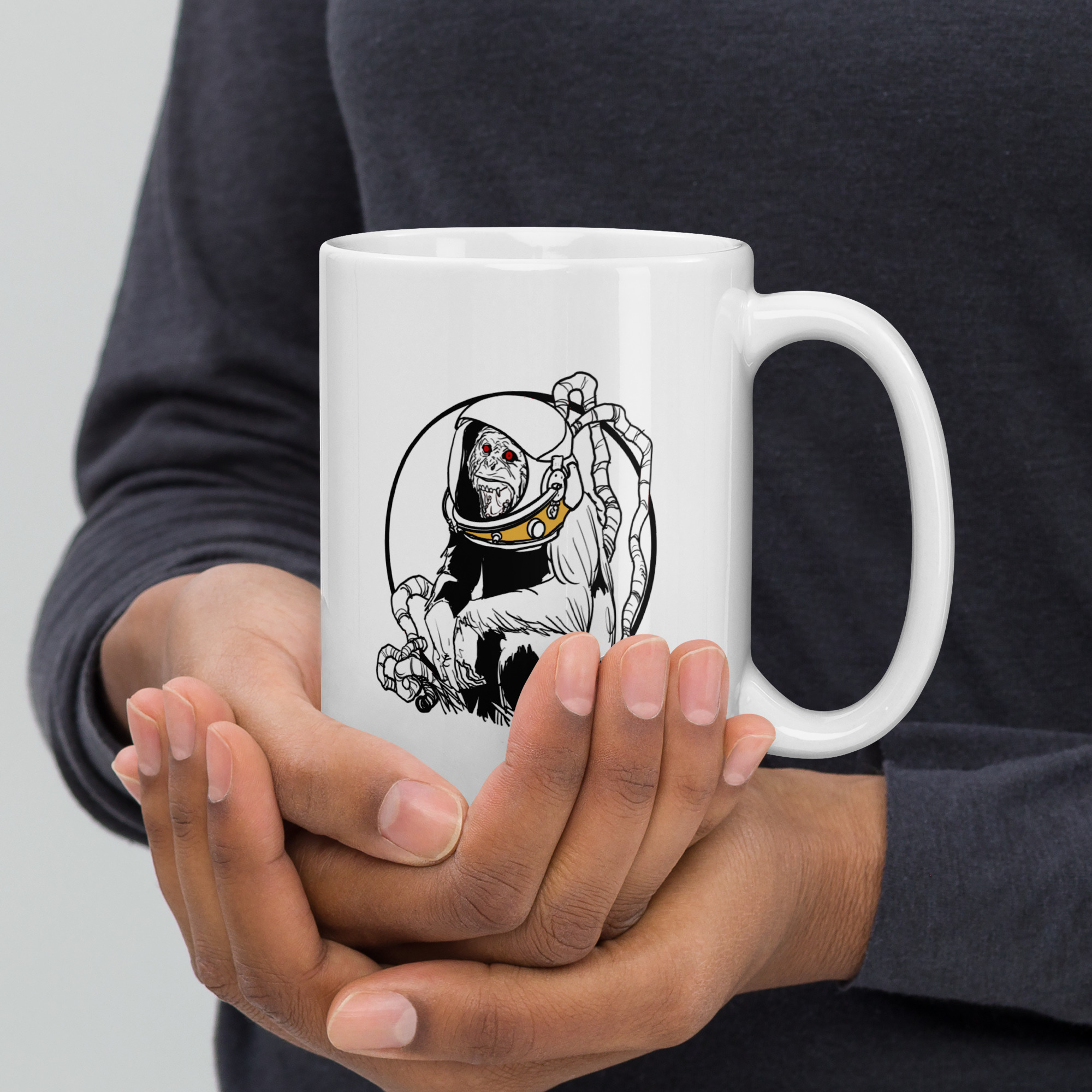 Space Monkey White glossy mug - Image 4