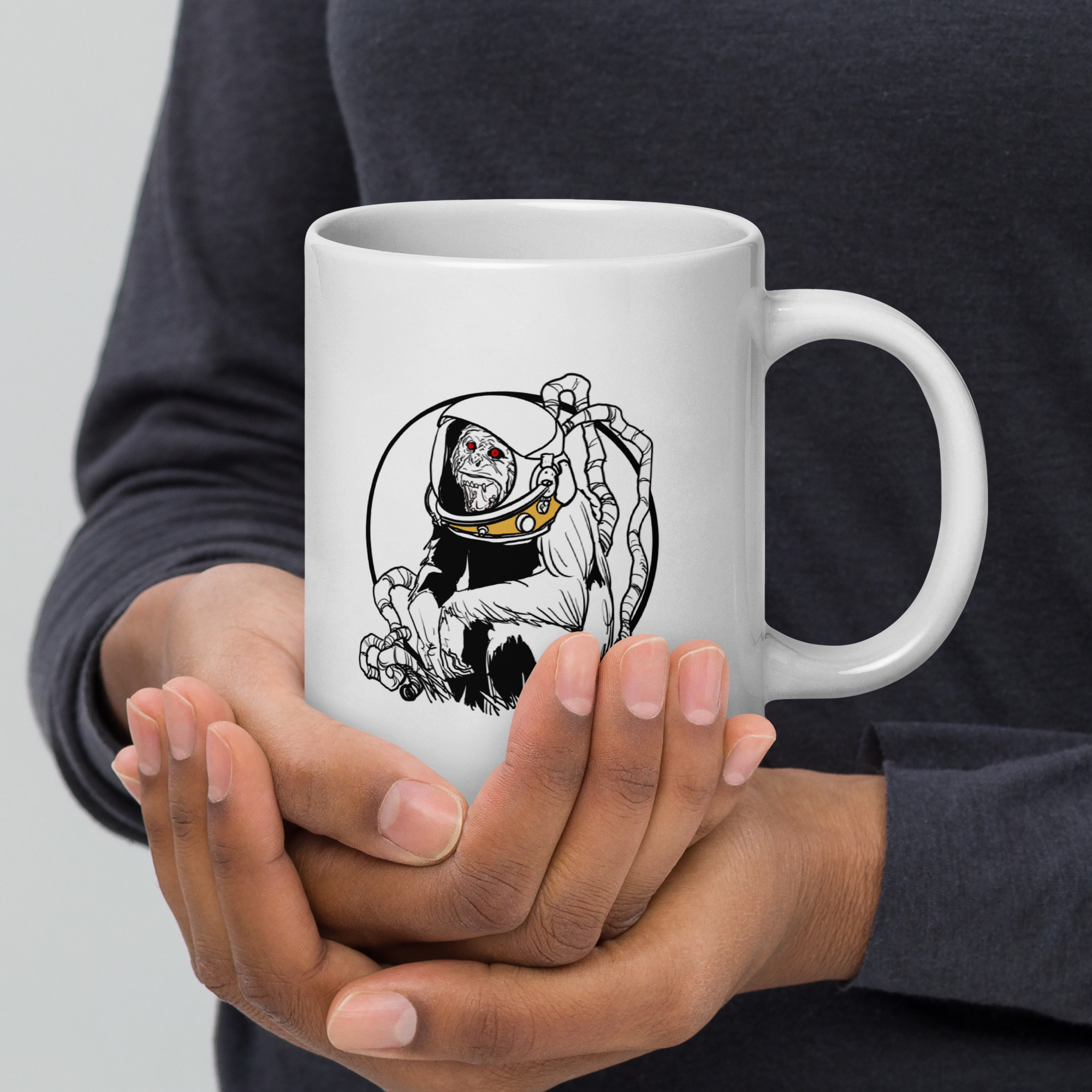 Space Monkey White glossy mug